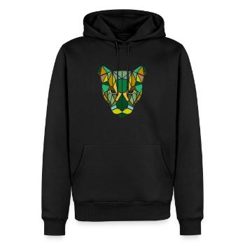 Tête de Tigre Géométrie - Verte - Sweat à capuche Premium bio Homme - noir - Devant - Nico (187cm)