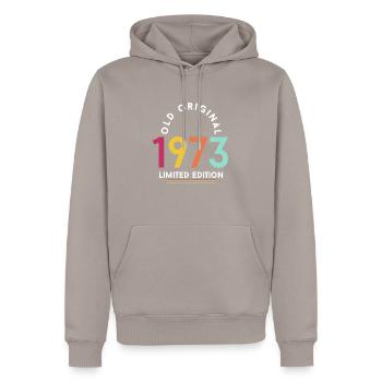 50th Birthday, Old Original 1973 Limited Edition - Men’s Premium Organic Hoodie - taupe - Front - Nico (187cm)