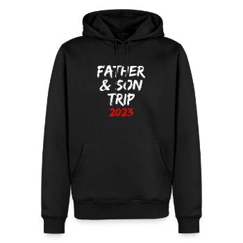 father and son trip 2023 Vater und Sohn Reise - Männer Premium Bio Hoodie - Schwarz - Vorne - Nico (187cm)