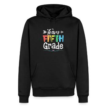 Équipe Élève enseignant de cinquième année Retour à l’école - Sweat à capuche Premium bio Homme - noir - Devant - Nico (187cm)