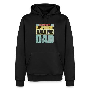 Vintage Mein Lieblingsmühlenbauer nennt mich Papa Vater - Männer Premium Bio Hoodie - Schwarz - Vorne - Nico (187cm)