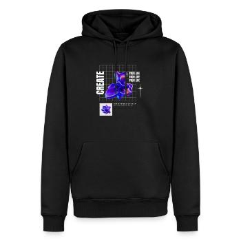 Create your life - Männer Premium Bio Hoodie - Schwarz - Vorne - Nico (187cm)
