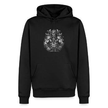 Scandinavie nordique rétro viking mythologie mystique - Sweat à capuche Premium bio Homme - noir - Devant - Nico (187cm)