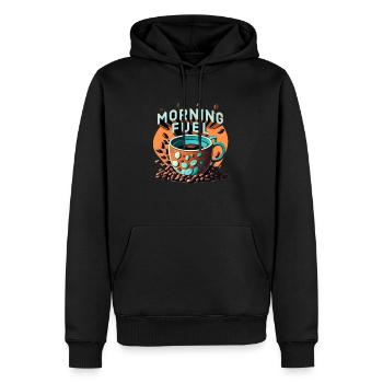 Carburant du matin - Sweat à capuche Premium bio Homme - noir - Devant - Nico (187cm)