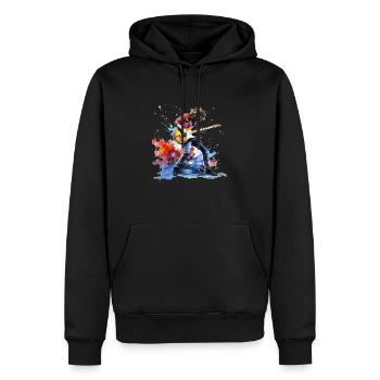 Guitare électrique, cadeau de guitare, jeu de guitare de musicien - Sweat à capuche Premium bio Homme - noir - Devant - Nico (187cm)