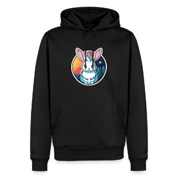Illustration de Noël lapin - Sweat à capuche Premium bio Homme - noir - Devant - Nico (187cm)