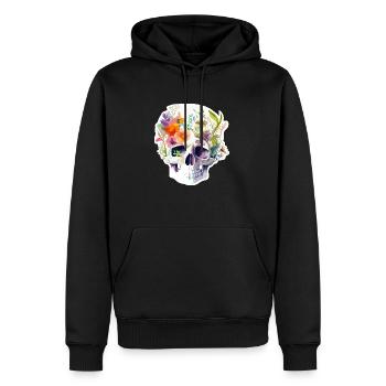 Human Skull and Flowers 11 - Men’s Premium Organic Hoodie - black - Front - Nico (187cm)