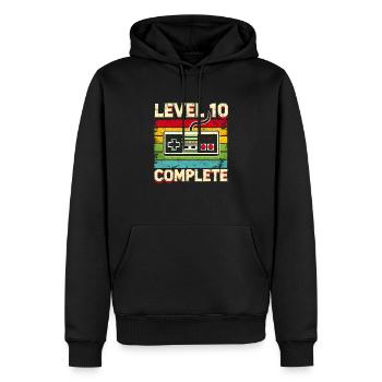 Level 10 Completed – Birthday Shirt - Men’s Premium Organic Hoodie - black - Front - Nico (187cm)