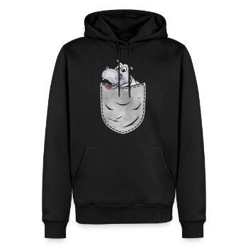 Nilpferd In Der Tasche Tier Brusttasche Nilpferd - Männer Premium Bio Hoodie - Schwarz - Vorne - Nico (187cm)