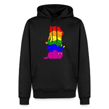 Gay Pride Katzen Stapel - Männer Premium Bio Hoodie - Schwarz - Vorne - Nico (187cm)