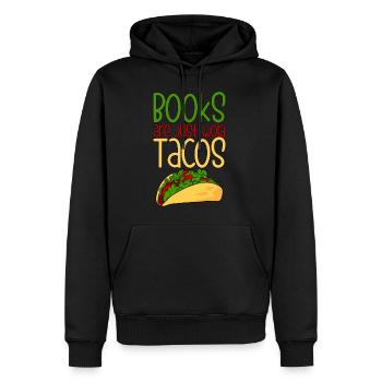 Les livres ne sont que des tacos de mots 4 - Sweat à capuche Premium bio Homme - noir - Devant - Nico (187cm)