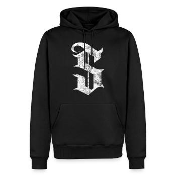 Tshirt alphabet initial S - Sweat à capuche Premium bio Homme - noir - Devant - Nico (187cm)