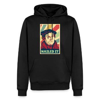 Nagelte es Martin Luther Vintage Farben - Männer Premium Bio Hoodie - Schwarz - Vorne - Nico (187cm)