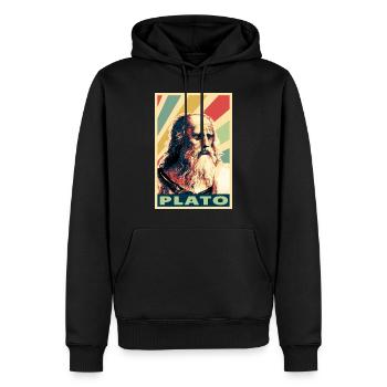 Platon Vintage Farben - Männer Premium Bio Hoodie - Schwarz - Vorne - Nico (187cm)