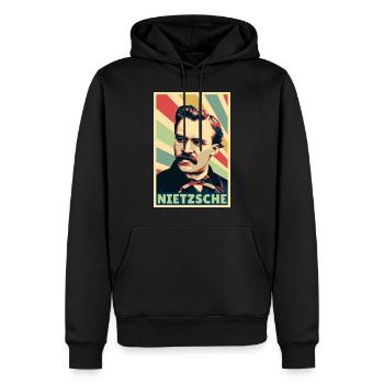 Friedrich Nietzsche Colores vintage - Sweat à capuche Premium bio Homme - noir - Devant - Nico (187cm)