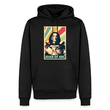 Joan von Bogen Vintage Farben - Männer Premium Bio Hoodie - Schwarz - Vorne - Nico (187cm)
