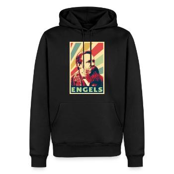 Friedrich Engels Vintage Farben - Männer Premium Bio Hoodie - Schwarz - Vorne - Nico (187cm)