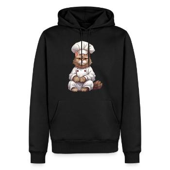 Cat Chef Design, Chat au chapeau de chef - Sweat à capuche Premium bio Homme - noir - Devant - Nico (187cm)