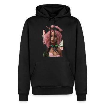 Bezaubernde schwarze Schönheit, mit lockigem Haar, natur - Männer Premium Bio Hoodie - Schwarz - Vorne - Nico (187cm)