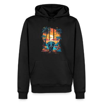 Urban Jungle Majesty: éléphant coloré - Sweat à capuche Premium bio Homme - noir - Devant - Nico (187cm)