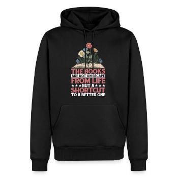 Les livres ne sont pas une évasion de la vie 3 - Sweat à capuche Premium bio Homme - noir - Devant - Nico (187cm)