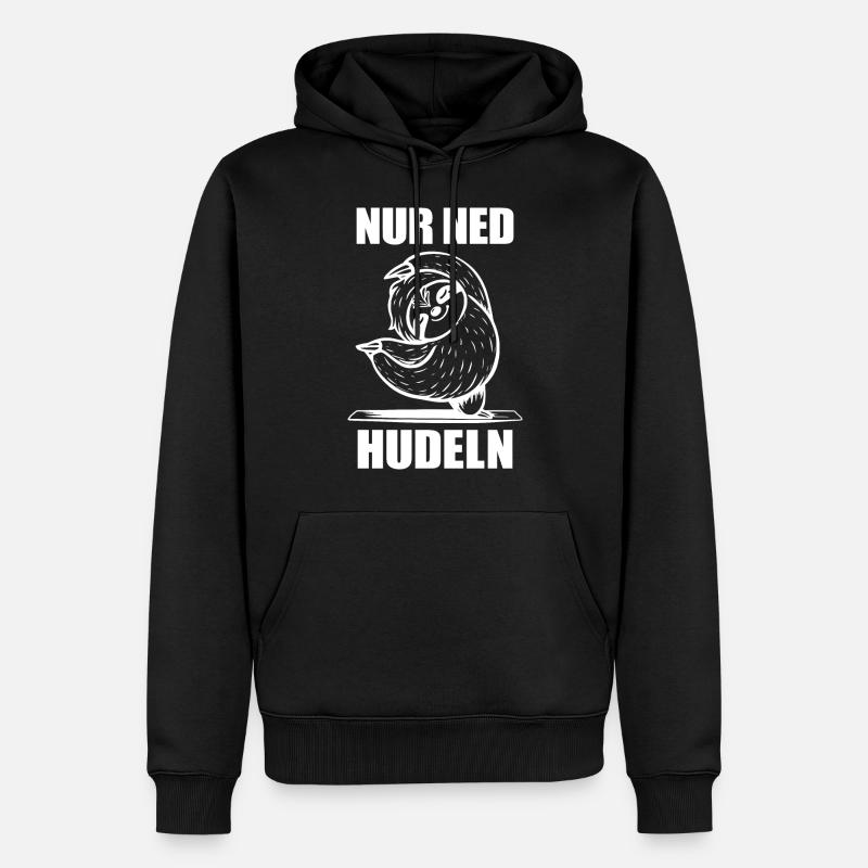 Faultier Nur ned Hudeln - Männer Premium Bio Hoodie - Schwarz