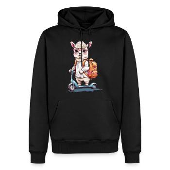 Conception mignonne de l’école de scooter d’étudiant en alpaga - Sweat à capuche Premium bio Homme - noir - Devant - Nico (187cm)