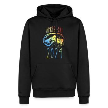 Apres Ski 2024 Berge Bunt - Männer Premium Bio Hoodie - Schwarz - Vorne - Nico (187cm)