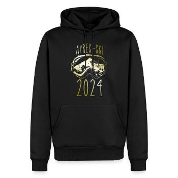 Après-ski 2024 Montagnes - Sweat à capuche Premium bio Homme - noir - Devant - Nico (187cm)