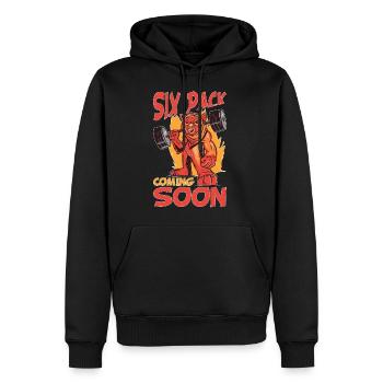 Six Pack Coming Soon 90 - Men’s Premium Organic Hoodie - black - Front - Nico (187cm)