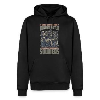 Dieu donne ses batailles les plus difficiles à ses 11 plus forts - Sweat à capuche Premium bio Homme - noir - Devant - Nico (187cm)