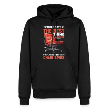 Best Thing About Job: Chair Spins 2 - Männer Premium Bio Hoodie - Schwarz - Vorne - Nico (187cm)