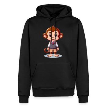 Singe écolier mignon - Sweat à capuche Premium bio Homme - noir - Devant - Nico (187cm)