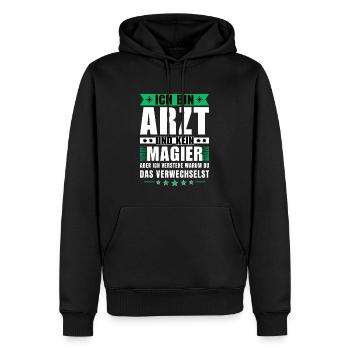 Ich bin Arzt und kein Magier - Männer Premium Bio Hoodie - Schwarz - Vorne - Nico (187cm)