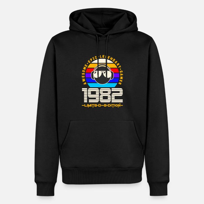 1982 - Männer Premium Bio Hoodie - Schwarz