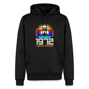 1972 - Männer Premium Bio Hoodie - Schwarz - Vorne - Nico (187cm)