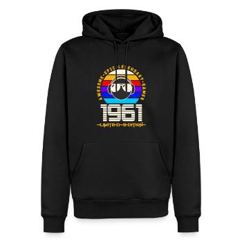 1961 - Männer Premium Bio Hoodie - Schwarz - Vorne - Nico (187cm)
