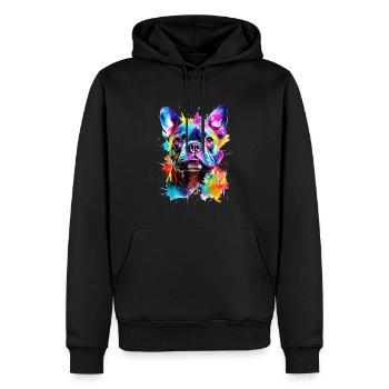 Bemalter französischer Bulldogge Hund - Männer Premium Bio Hoodie - Schwarz - Vorne - Nico (187cm)