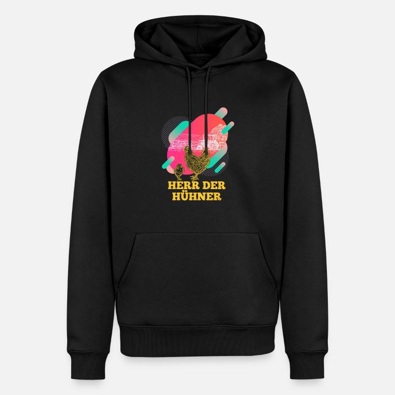 Herr Der Hühner - Männer Premium Bio Hoodie - Schwarz