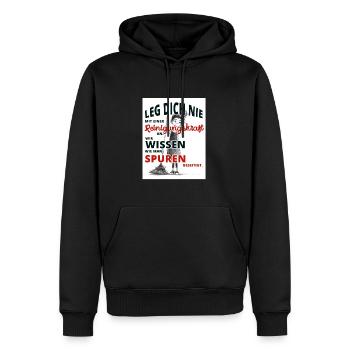 Leg dich nie mit einer Reinigungskraft an - Männer Premium Bio Hoodie - Schwarz - Vorne - Nico (187cm)