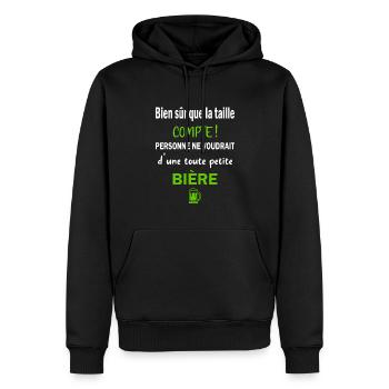 Bien sûr que la taille compte t-shirt bière humour - Sweat à capuche Premium bio Homme - noir - Devant - Nico (187cm)