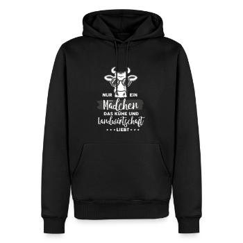 Ein Mädchen liebt Kühe - Männer Premium Bio Hoodie - Schwarz - Vorne - Nico (187cm)