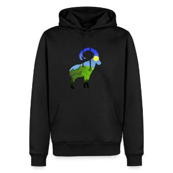 Ombre bouquetin montagnes - Sweat à capuche Premium bio Homme - noir - Devant - Nico (187cm)