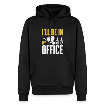 Je serai dans mon bureau - Farmer Saying - Sweat à capuche Premium bio Homme - noir - Devant - Nico (187cm)