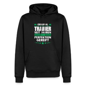 Des entraîneurs mûris à la perfection - Sweat à capuche Premium bio Homme - noir - Devant - Nico (187cm)
