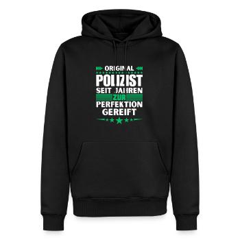 Policier mûri à la perfection - Sweat à capuche Premium bio Homme - noir - Devant - Nico (187cm)