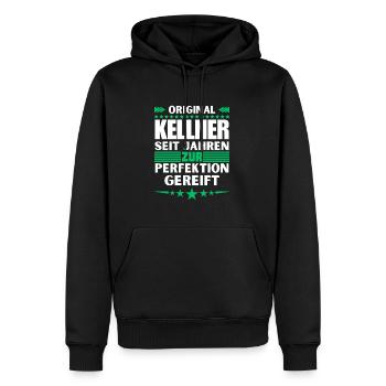 Zur Perfektion gereifter Kellner - Männer Premium Bio Hoodie - Schwarz - Vorne - Nico (187cm)
