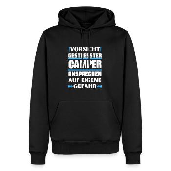 Ne parlez pas aux campeurs stressés ! - Sweat à capuche Premium bio Homme - noir - Devant - Nico (187cm)