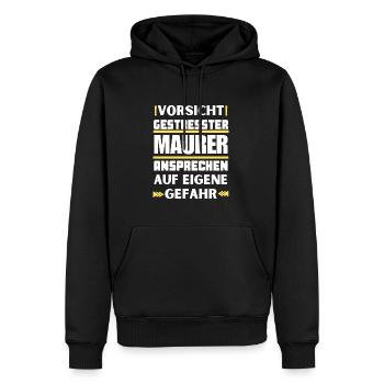 Don't talk to stressed bricklayers! - Men’s Premium Organic Hoodie - black - Front - Nico (187cm)