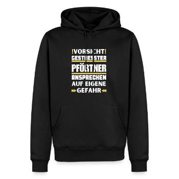 Don't talk to a stressed doorman! - Men’s Premium Organic Hoodie - black - Front - Nico (187cm)